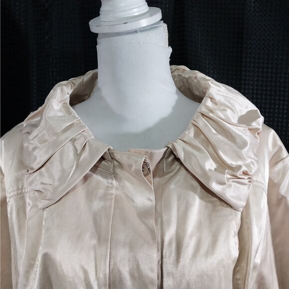 MOMENTUM! CHAMPAGNE BEIGE PINK SATIN SCRUNCHY COLLAR, BELTED JACKET! SZ 2X - Picture 6 of 12